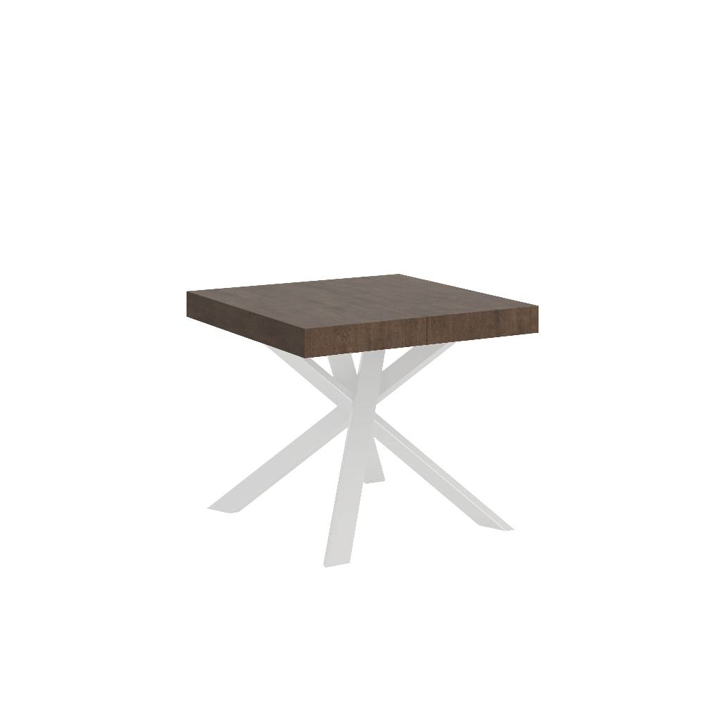 Itamoby Tavolo Clerk 90×90 allungato 194 piano Noce gambe bianco
