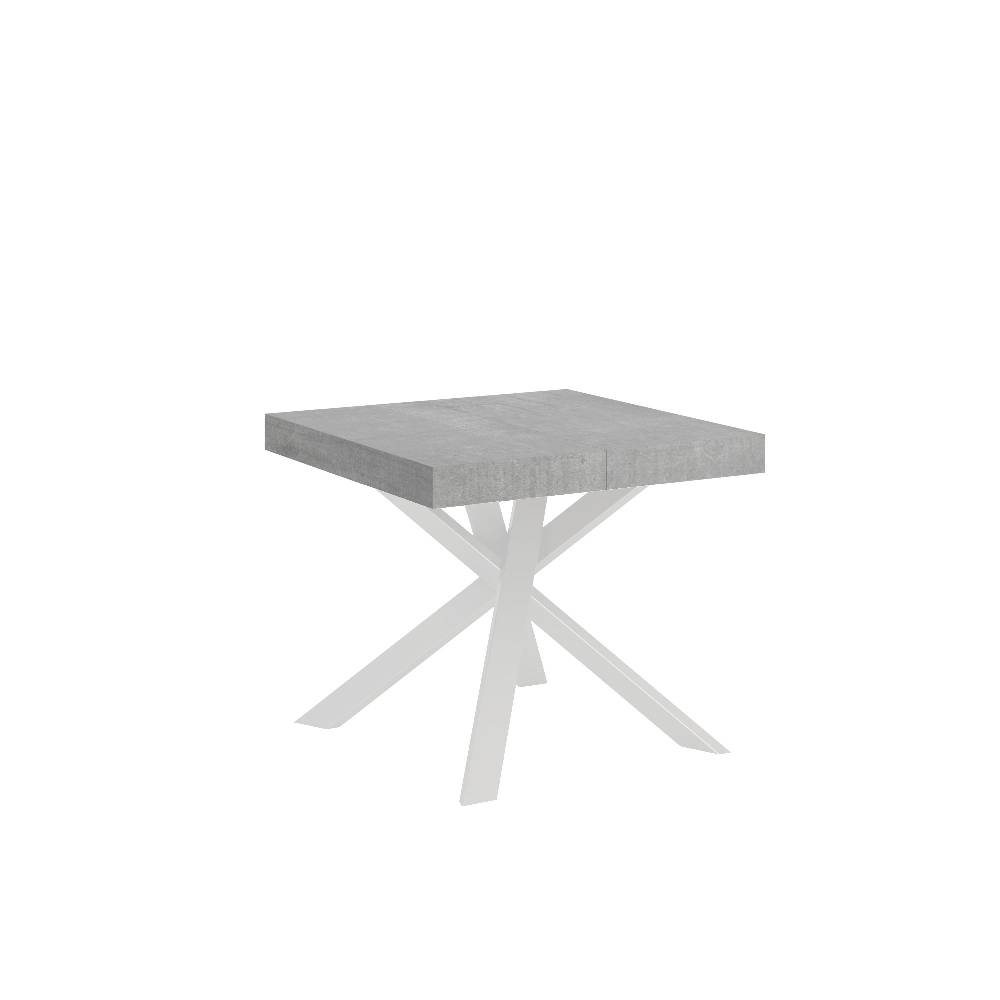 Itamoby Tavolo Clerk 90×90 allungato 194 piano Cemento gambe Bianco