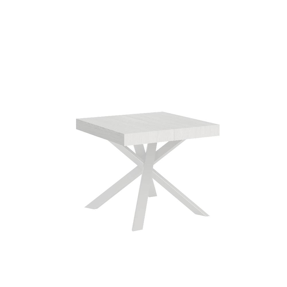 Itamoby Tavolo Clerk 90×90 allungato 194 piano Bianco Frassino gambe bianco