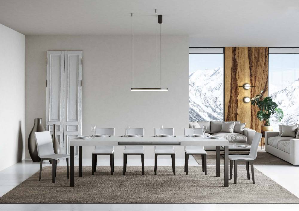 Itamoby Tavolo allungabile 90X140/244 cm Everyday Bianco Frassino telaio Antracite Outlet