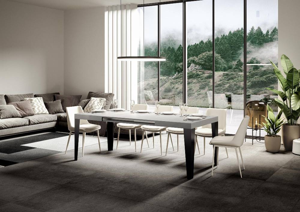 Itamoby Tavolo allungabile 90X120/224 cm Flame Bianco Frassino telaio Antracite Nuova