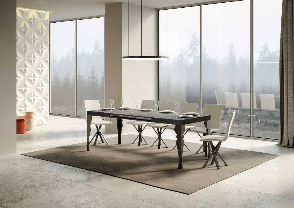 Itamoby Tavolo allungabile 90X140/244 cm Paxon Cemento telaio Antracite Spedizione gratuita