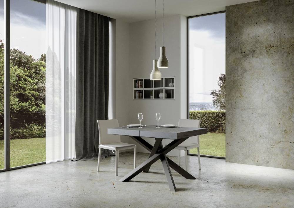 Itamoby Tavolo allungabile 90×120/224 cm Volantis Cemento telaio Antracite Only for today