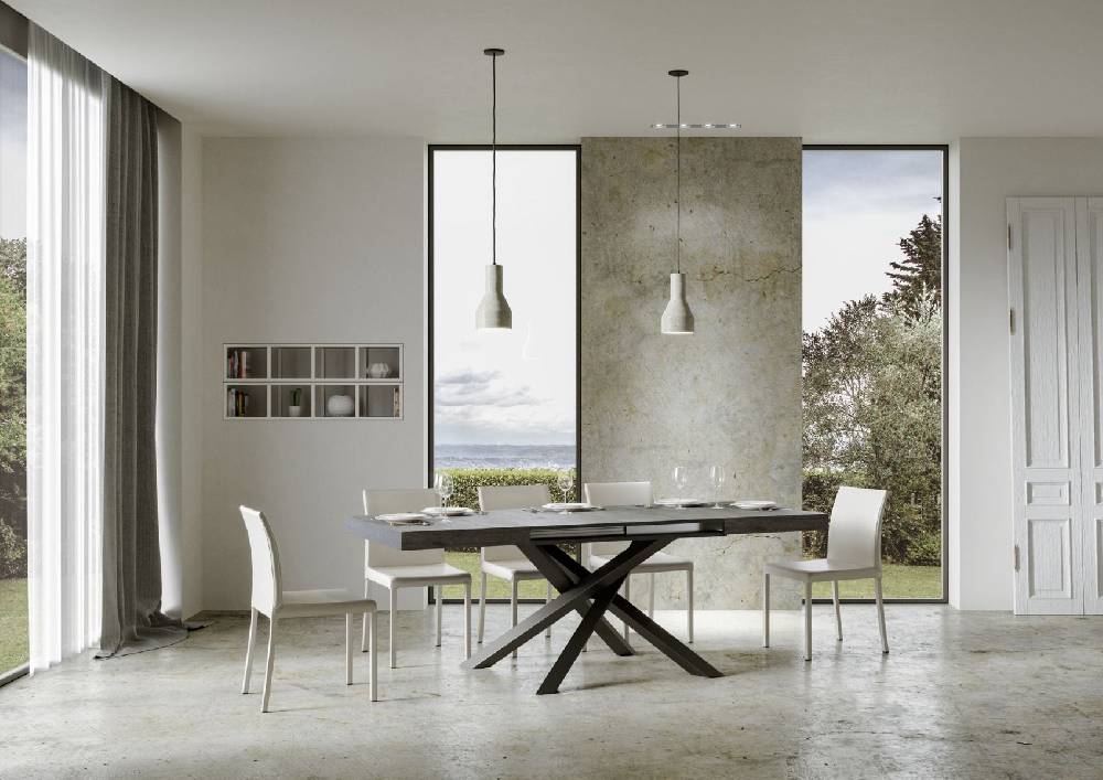 Itamoby Tavolo allungabile 90×120/224 cm Volantis Cemento telaio Antracite Only for today