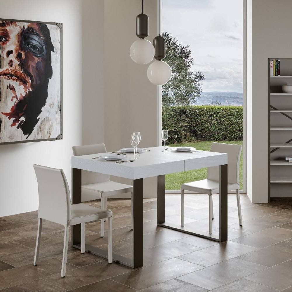 Itamoby Tavolo allungabile 90×140/244 cm Tecno Bianco Frassino telaio Antracite In vendita