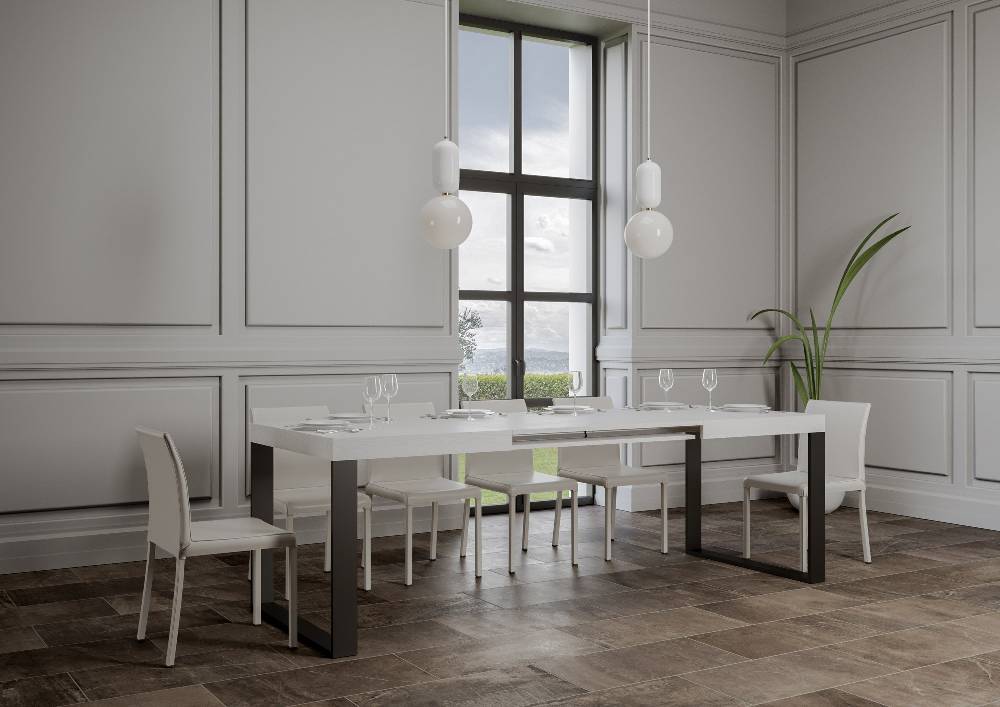 Itamoby Tavolo allungabile 90×140/244 cm Tecno Bianco Frassino telaio Antracite In vendita