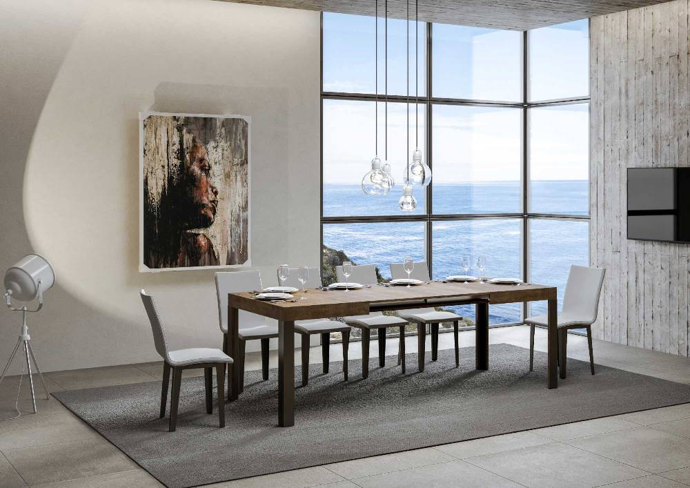 Itamoby Tavolo allungabile 90×140/244 cm Linea Noce telaio Antracite Italy