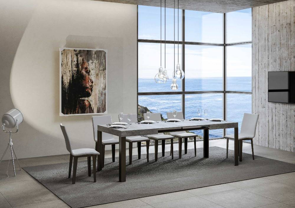 Itamoby Tavolo allungabile 90×140/244 cm Linea Cemento telaio Antracite Italia