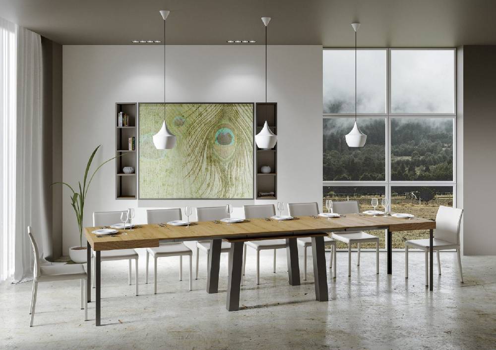 Itamoby Tavolo Bridge Allungabile piano Quercia Natura 90×130 Allungato 390 telaio Antracite Shopping Online
