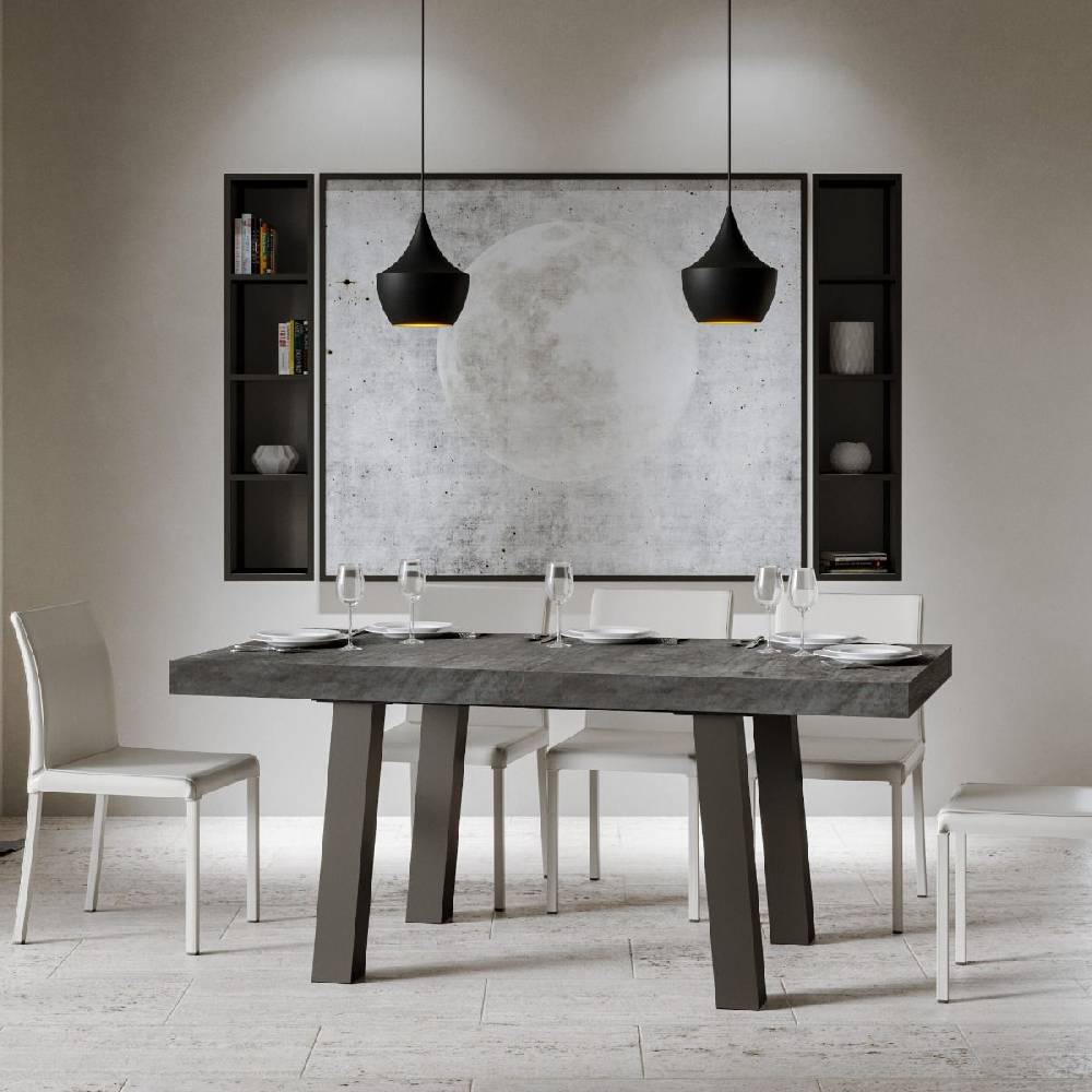 Itamoby Tavolo Bridge Allungabile piano Cemento 90×180 Allungato 284 telaio Antracite Sottocosto