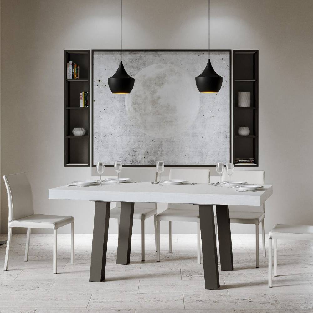 Itamoby Tavolo Bridge Allungabile piano Bianco Frassino 90×160 Allungato 264 telaio Antracite Economico