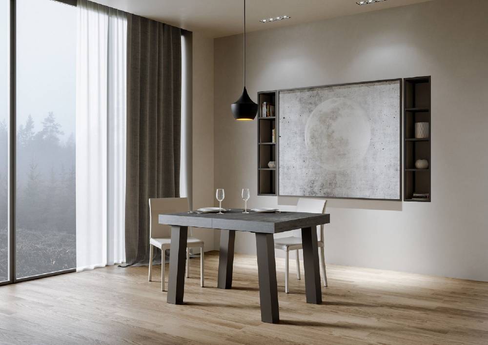 Itamoby Tavolo Bridge Allungabile piano Cemento 90×130 Allungato 234 telaio Antracite Outlet