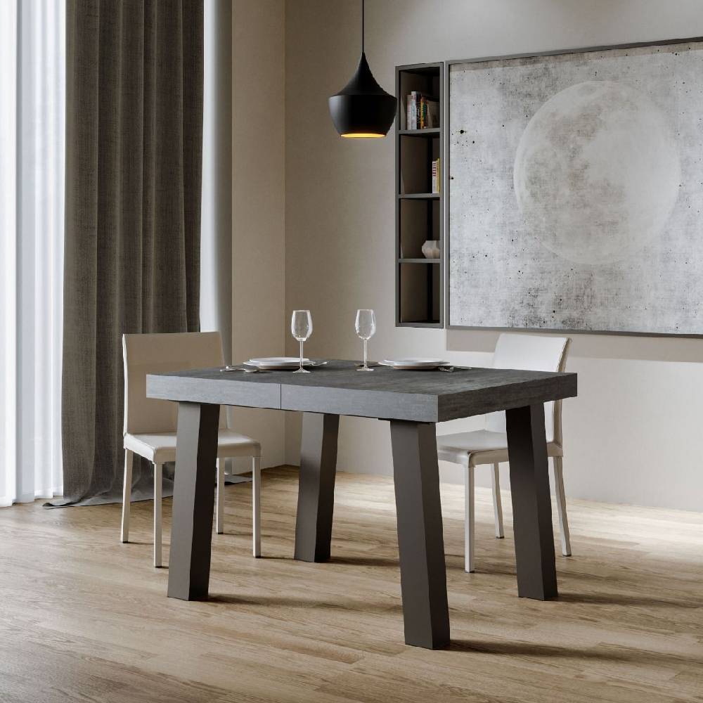 Itamoby Tavolo Bridge Allungabile piano Cemento 90×130 Allungato 234 telaio Antracite Outlet