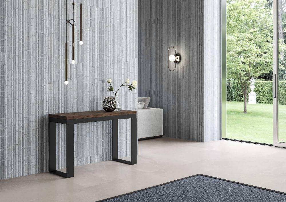 Itamoby Tavolo Tecno Double Noce 120×45 aperto/Allungato120x90/200×90 gambe/telaio Antracite Offerte