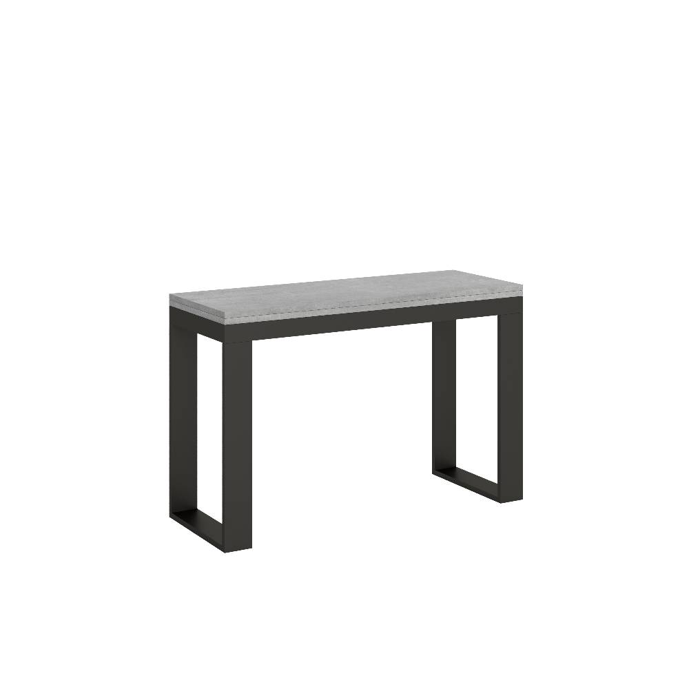 Itamoby Tavolo Tecno Double Cemento 120×45 aperto/Allungato120x90/200×90 gambe/telaio Antracite