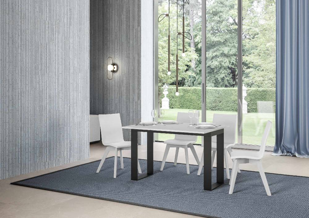 Itamoby Tavolo Tecno Double Bianco Frassino 120×45 aperto/Allungato120x90/200×90 gambe/telaio Antracite Vendita Calda