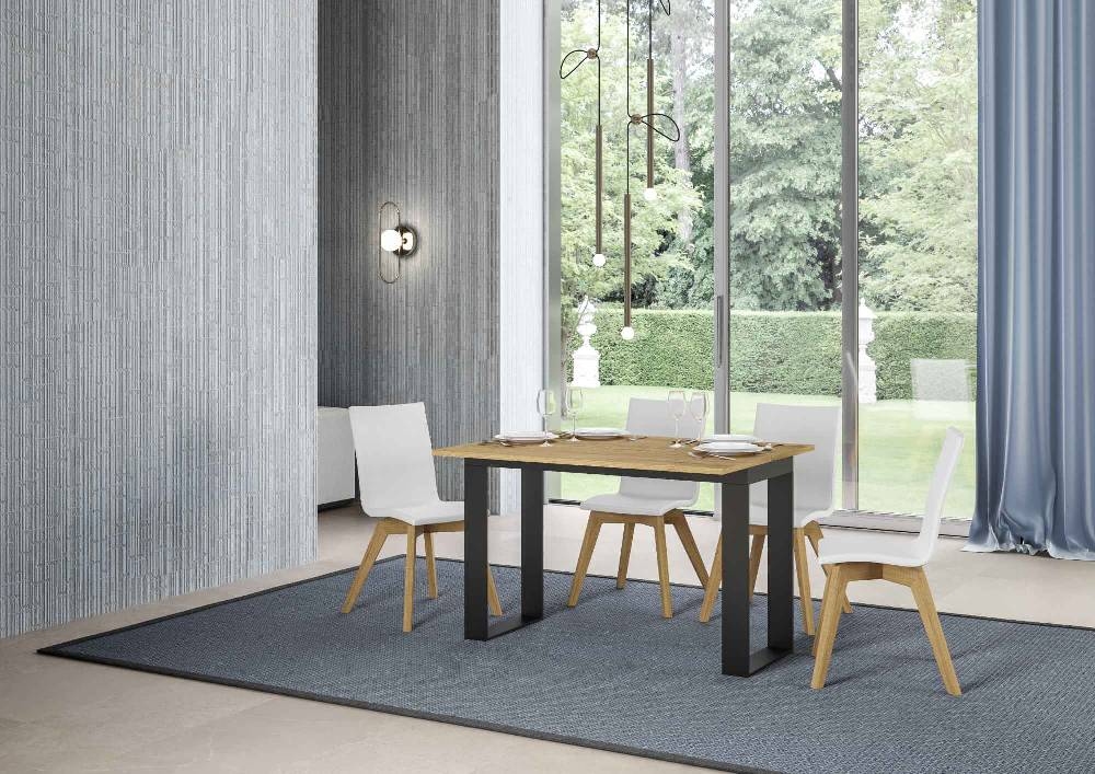 Itamoby Tavolo Tecno Double Quercia Natura 120×45 aperto/Allungato120x90/200×90 gambe/telaio Antracite Vendita Economica