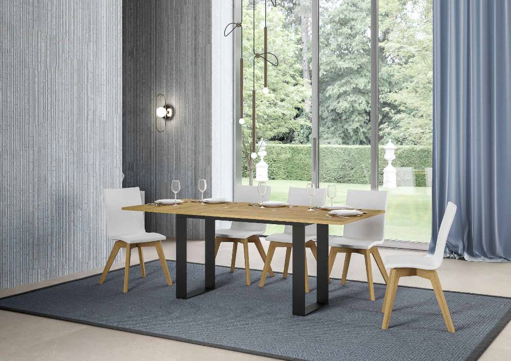 Itamoby Tavolo Tecno Double Quercia Natura 120×45 aperto/Allungato120x90/200×90 gambe/telaio Antracite Vendita Economica