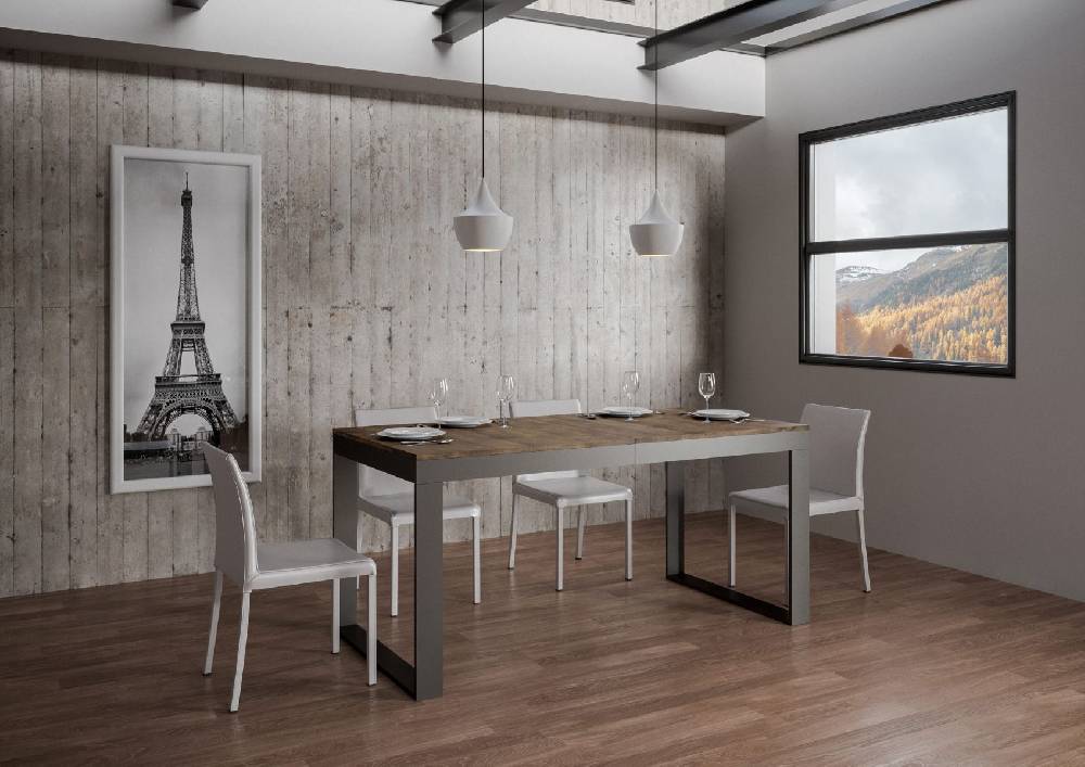 Itamoby Tavolo Tecno Evolution piano Noce 90×180 Allungato 90×440 telaio Antracite In Saldo