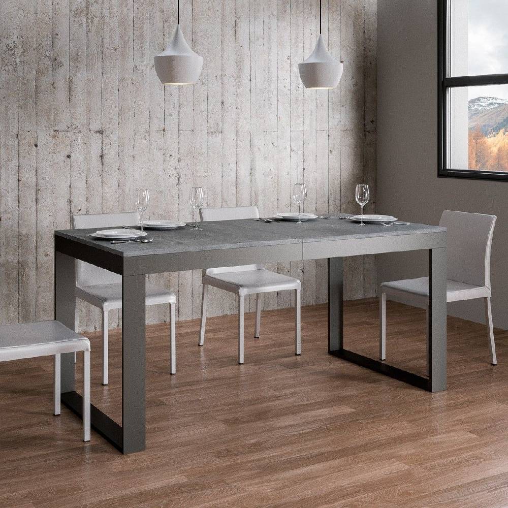 Itamoby Tavolo Tecno Evolution piano Cemento 90×180 Allungato 90×440 telaio Antracite Nuova