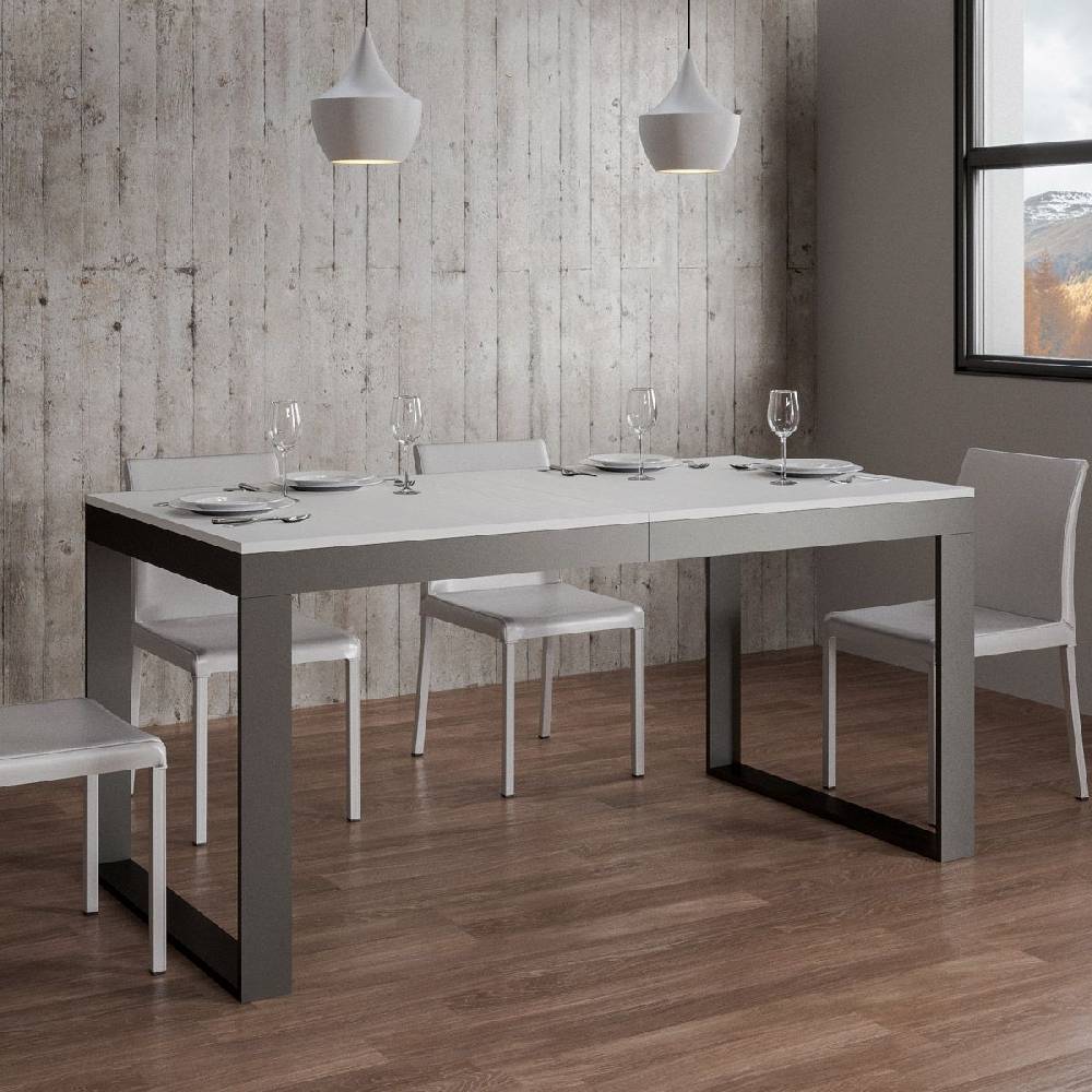 Itamoby Tavolo Tecno Evolution piano Bianco Frassino 90×180 Allungato 90×440 telaio Antracite Spedizione gratuita