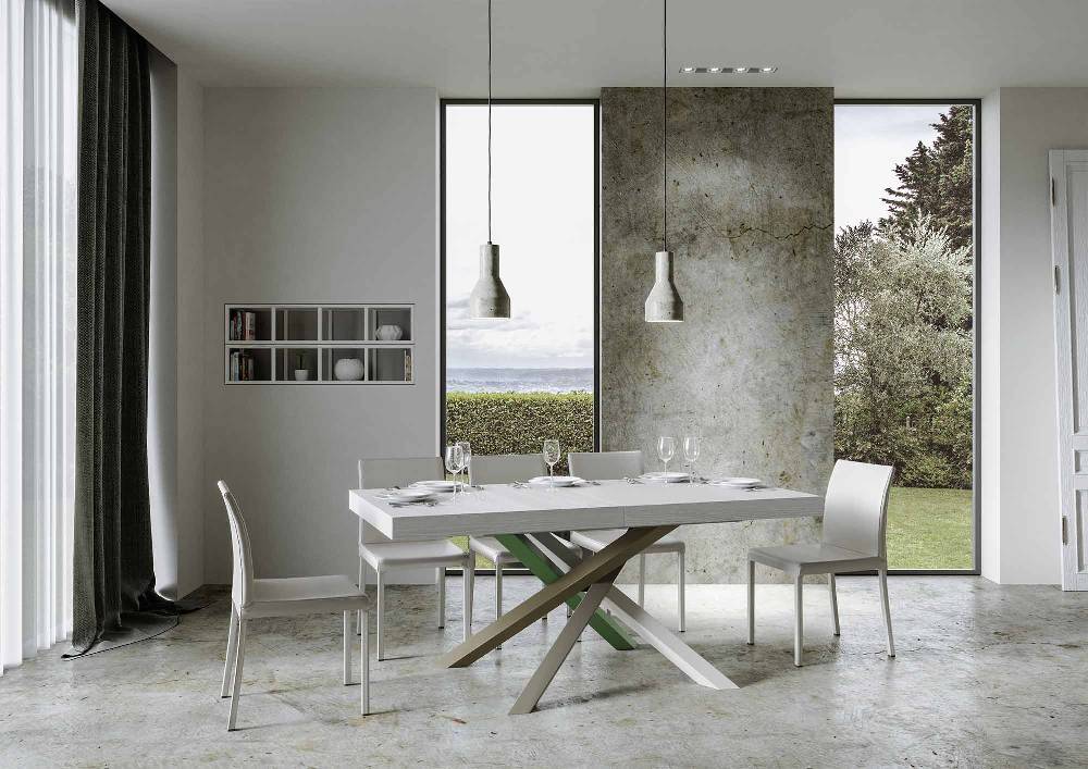Itamoby Tavolo Volantis Allungabile piano Bianco Frassino 90×160 Allungato 264 telaio 4/A Fornitura limitata