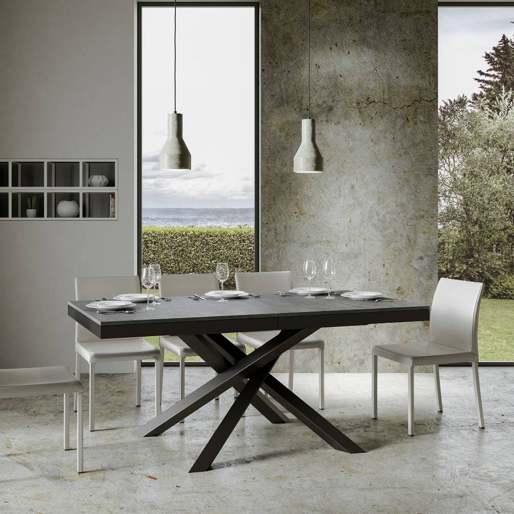 Itamoby Tavolo Volantis Evolution piano Cemento 90×180 Allungato 440 telaio Antracite Offerta natalizia
