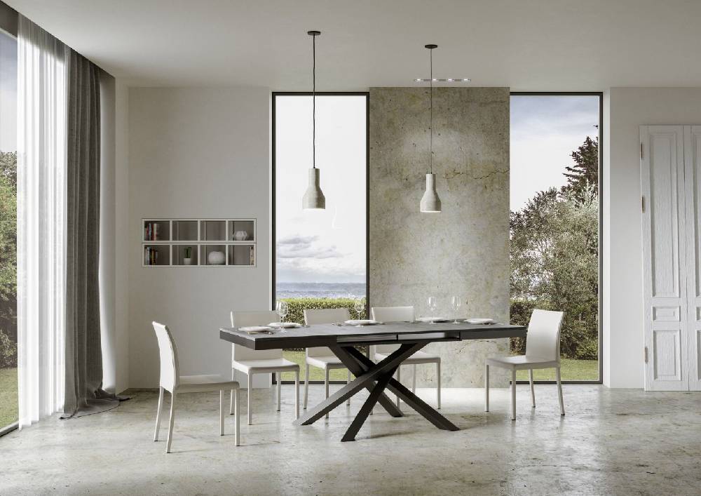 Itamoby Tavolo Volantis Evolution piano Cemento 90×180 Allungato 440 telaio Antracite Offerta natalizia