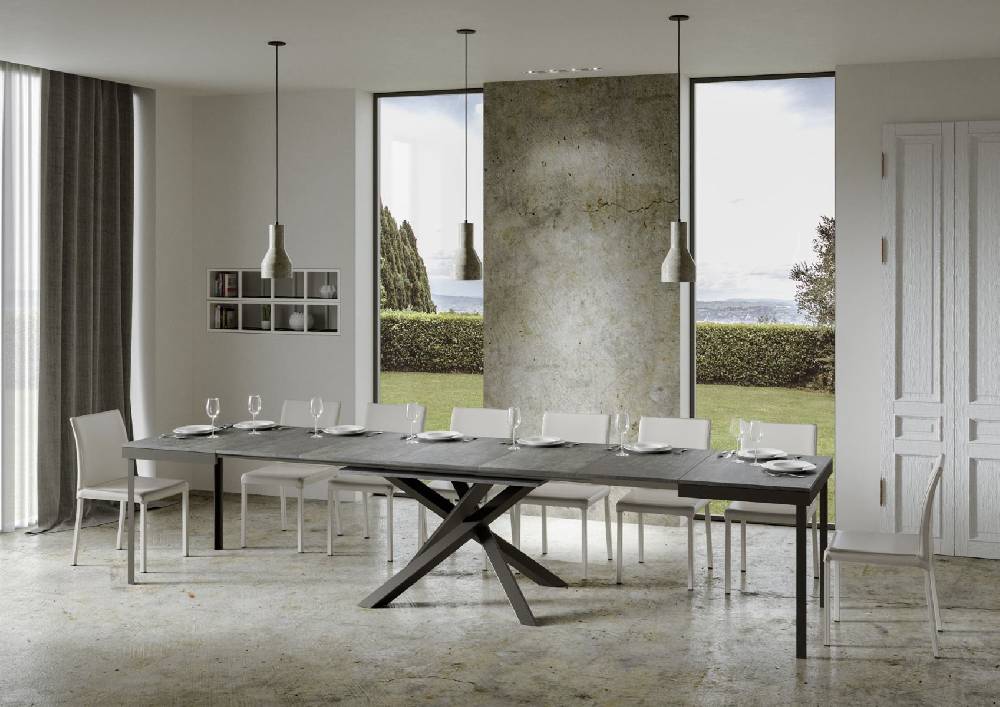 Itamoby Tavolo Volantis Evolution piano Cemento 90×180 Allungato 440 telaio Antracite Offerta natalizia