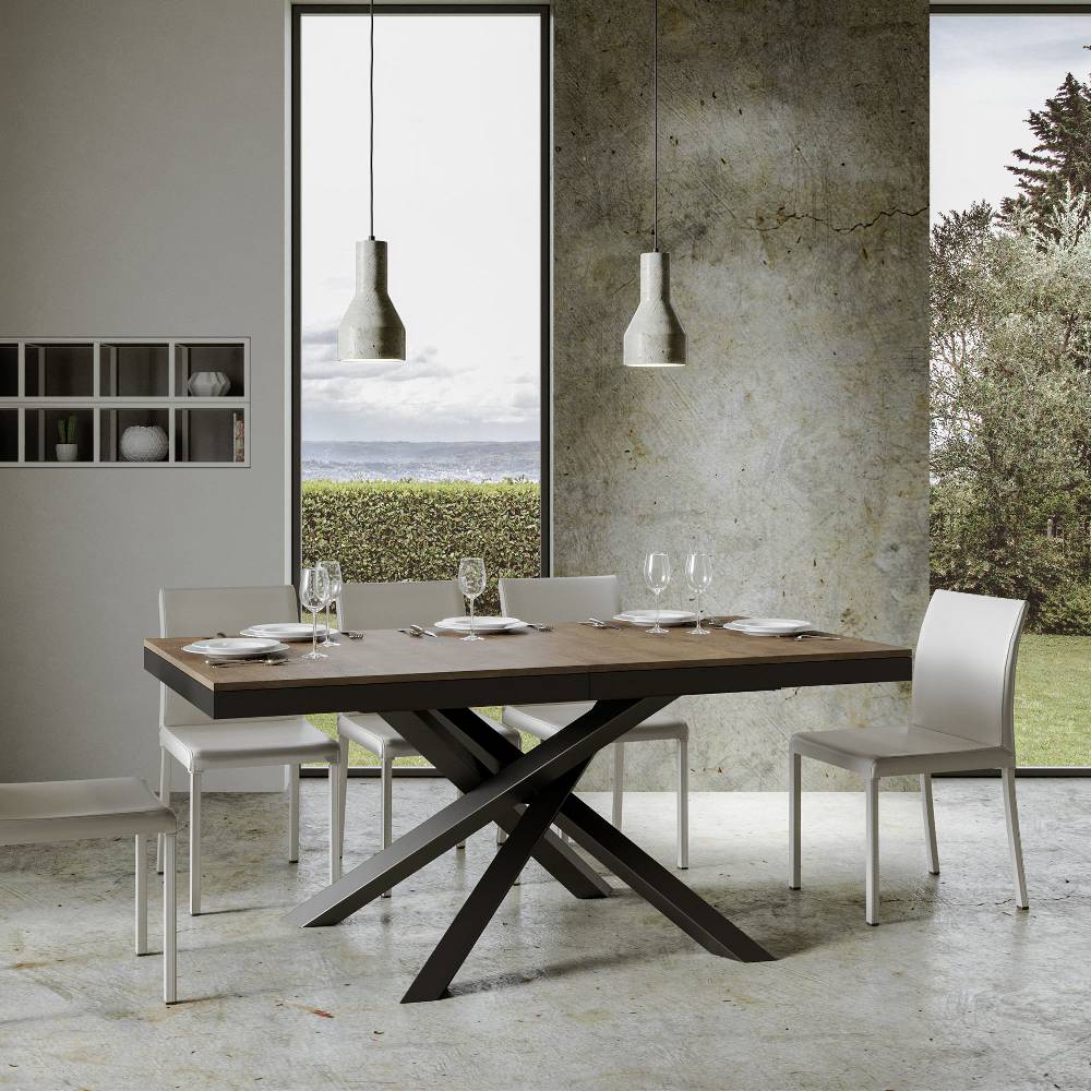 Itamoby Tavolo Volantis Evolution piano Noce 90×160 Allungato 420 telaio Antracite Offerta Giorno del Papà