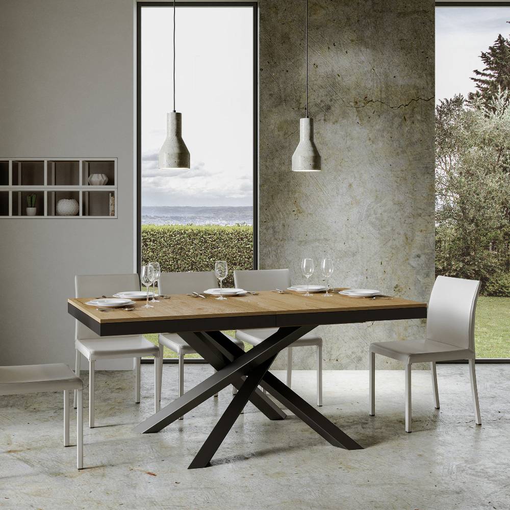 Itamoby Tavolo Volantis Evolution piano Quercia Natura 90×160 Allungato 420 telaio Antracite Offerta Anniversario