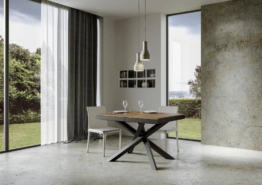 Itamoby Tavolo Volantis Evolution piano Noce 90×120 Allungato 380 telaio Antracite Vendita calda