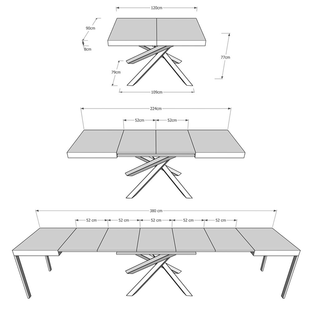 Itamoby Tavolo Volantis Evolution piano Cemento 90×120 Allungato 380 telaio Antracite Offerta migliore