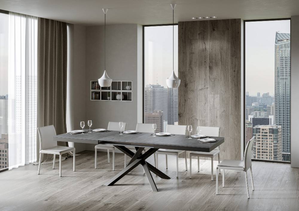 Itamoby Tavolo Volantis Evolution piano Cemento 90×180 Allungato 284 telaio Antracite Offerte esclusive