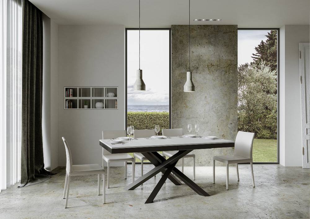 Itamoby Tavolo Volantis Evolution piano Bianco Frassino 90×180 Allungato 284 telaio Antracite Grandi sconti
