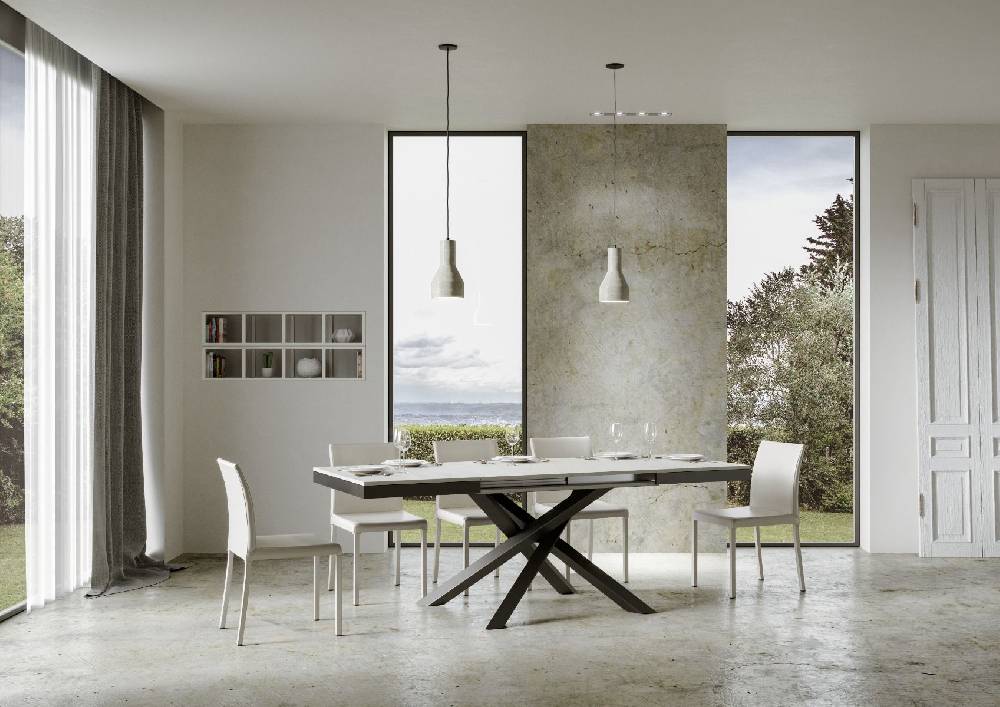 Itamoby Tavolo Volantis Evolution piano Bianco Frassino 90×180 Allungato 284 telaio Antracite Grandi sconti