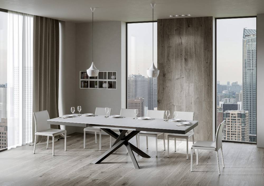 Itamoby Tavolo Volantis Evolution piano Bianco Frassino 90×180 Allungato 284 telaio Antracite Grandi sconti