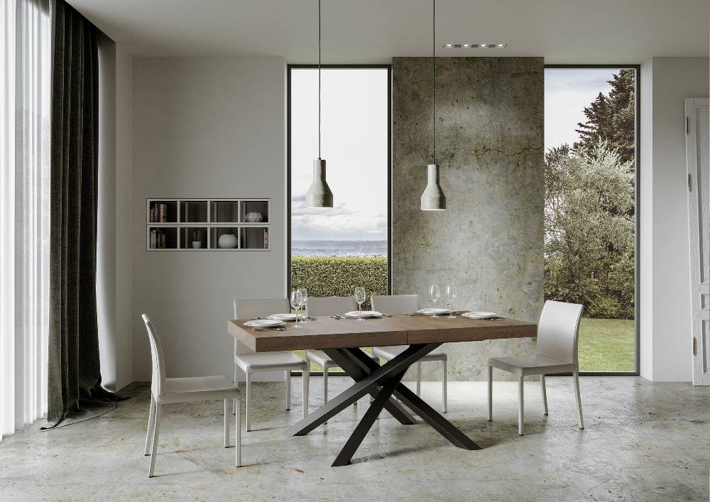 Itamoby Tavolo Volantis Allungabile piano Noce 90×180 Allungato 440 telaio Antracite Sconti VIP