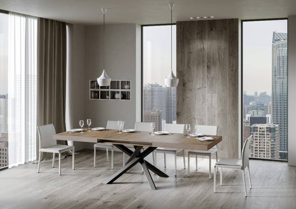 Itamoby Tavolo Volantis Allungabile piano Noce 90×180 Allungato 440 telaio Antracite Sconti VIP