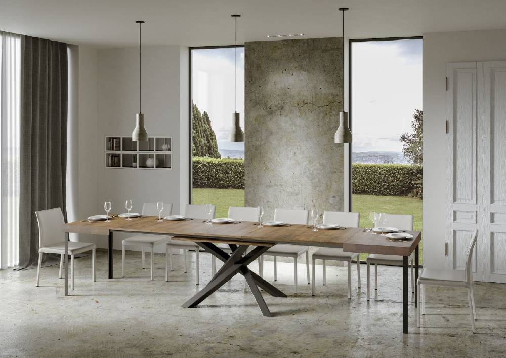 Itamoby Tavolo Volantis Allungabile piano Noce 90×180 Allungato 440 telaio Antracite Sconti VIP