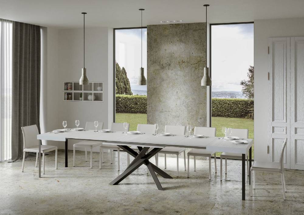 Itamoby Tavolo Volantis Allungabile piano Bianco Frassino 90×180 Allungato 440 telaio Antracite Offerta settimanale