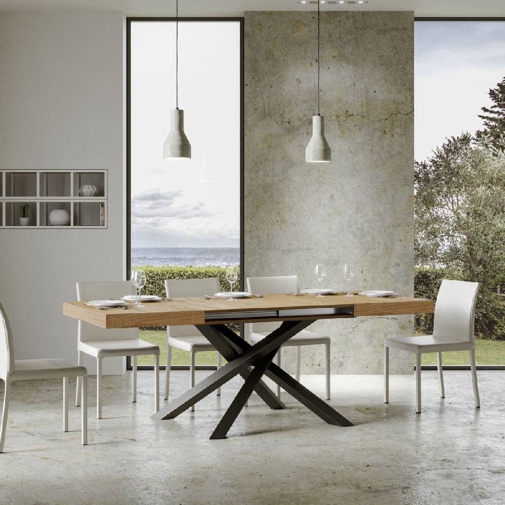 Itamoby Tavolo Volantis Allungabile piano Quercia Natura 90×130 Allungato 390 telaio Antracite Ultimo giorno