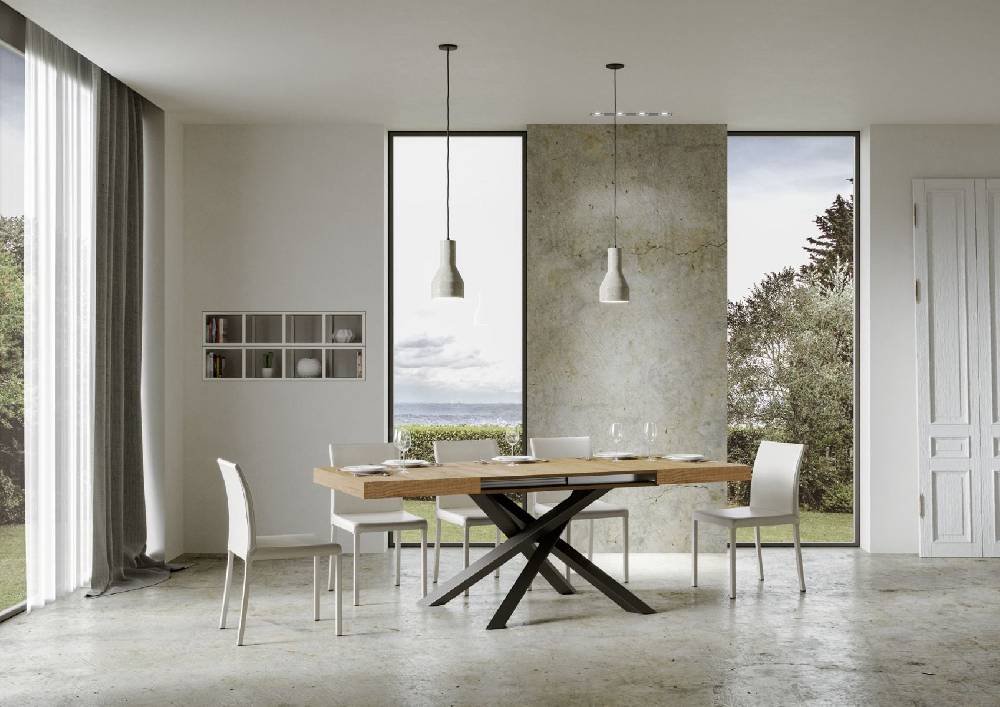 Itamoby Tavolo Volantis Allungabile piano Quercia Natura 90×130 Allungato 390 telaio Antracite Ultimo giorno