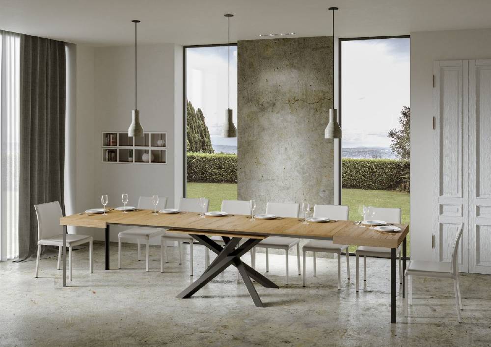 Itamoby Tavolo Volantis Allungabile piano Quercia Natura 90×130 Allungato 390 telaio Antracite Ultimo giorno