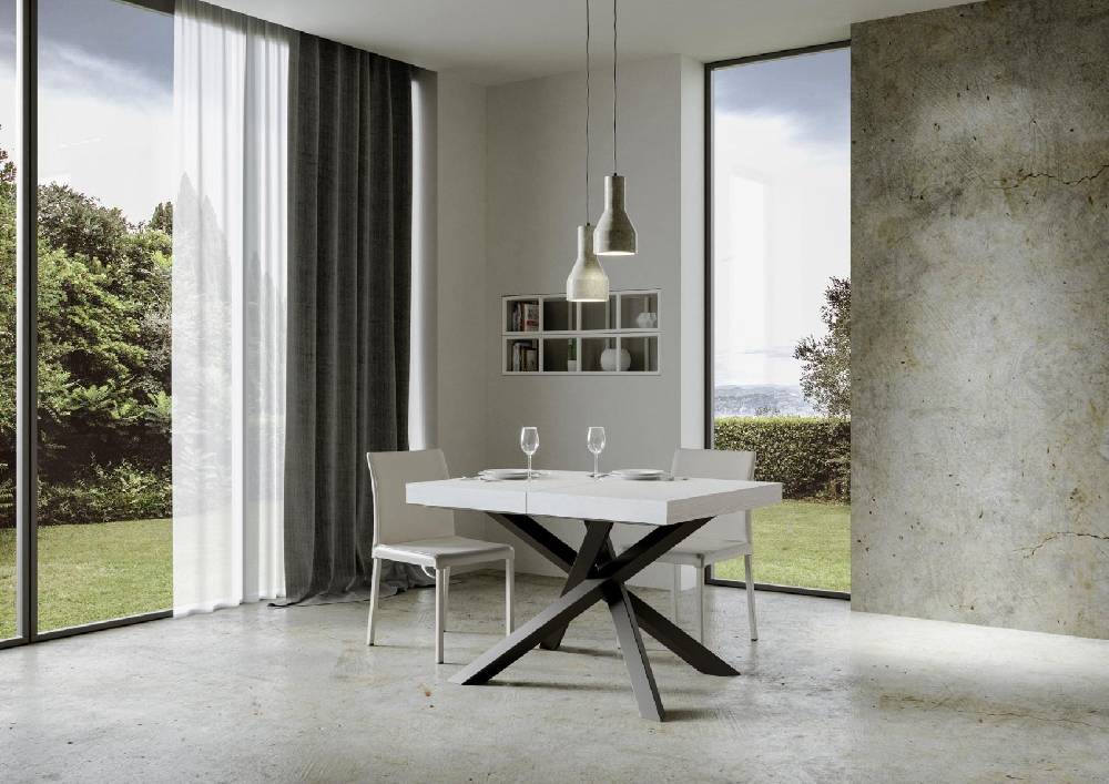 Itamoby Tavolo Volantis Allungabile piano Bianco Frassino 90×130 Allungato 390 telaio Antracite Promozione temporanea