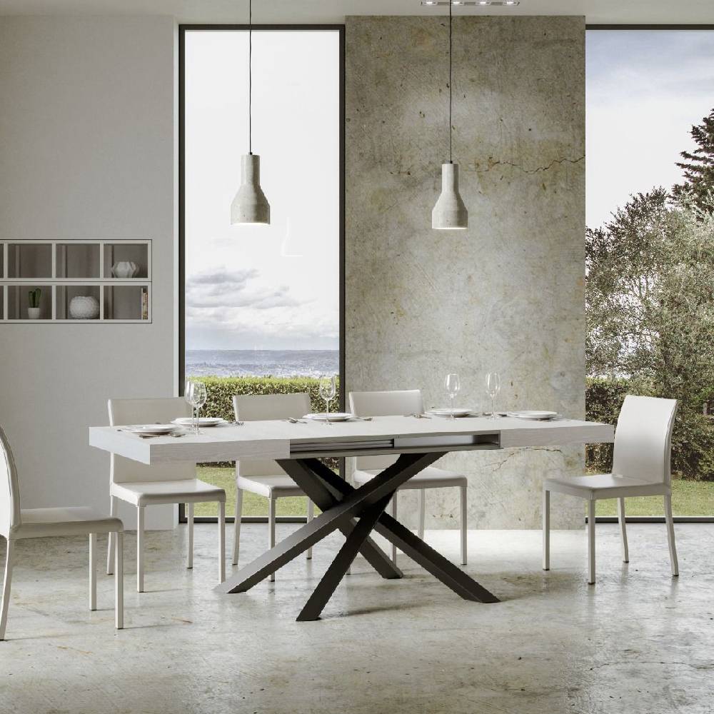 Itamoby Tavolo Volantis Allungabile piano Bianco Frassino 90×130 Allungato 390 telaio Antracite Promozione temporanea