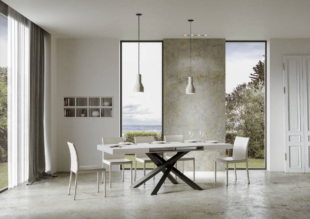 Itamoby Tavolo Volantis Allungabile piano Bianco Frassino 90×130 Allungato 390 telaio Antracite Promozione temporanea