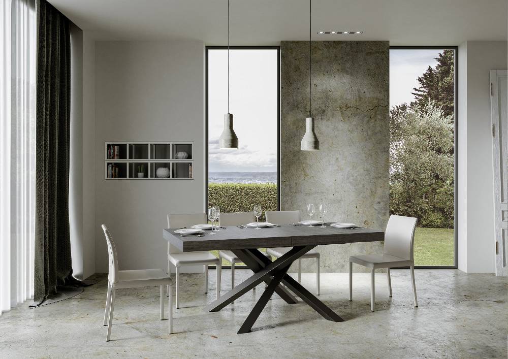 Itamoby Tavolo Volantis Allungabile piano Cemento 90×180 Allungato 284 telaio Antracite Fino al 60% di sconto
