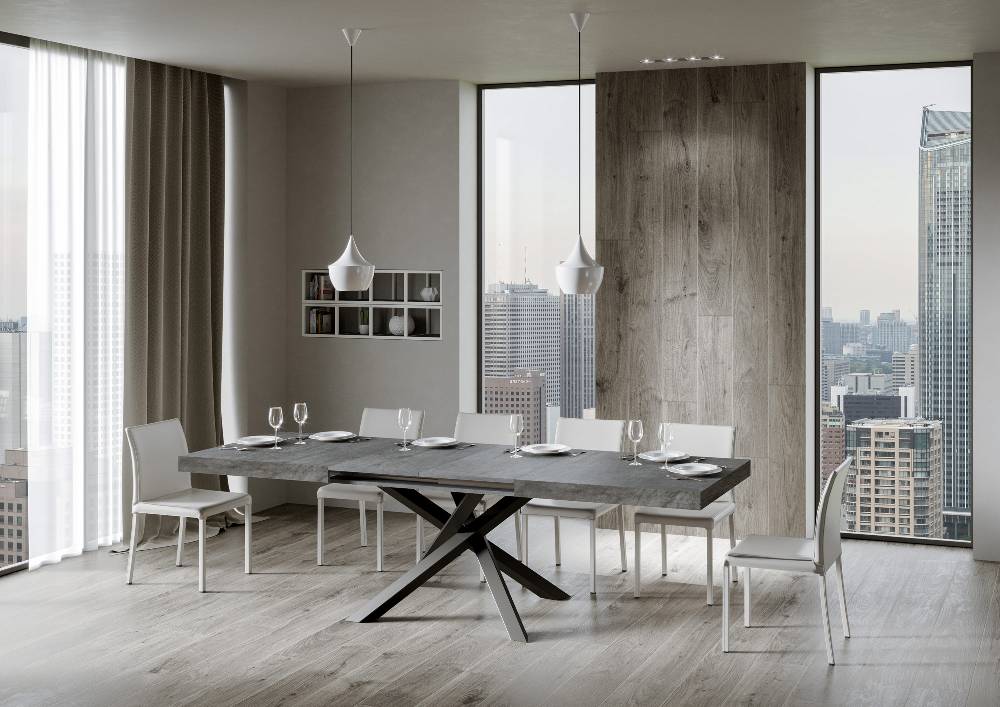 Itamoby Tavolo Volantis Allungabile piano Cemento 90×180 Allungato 284 telaio Antracite Fino al 60% di sconto