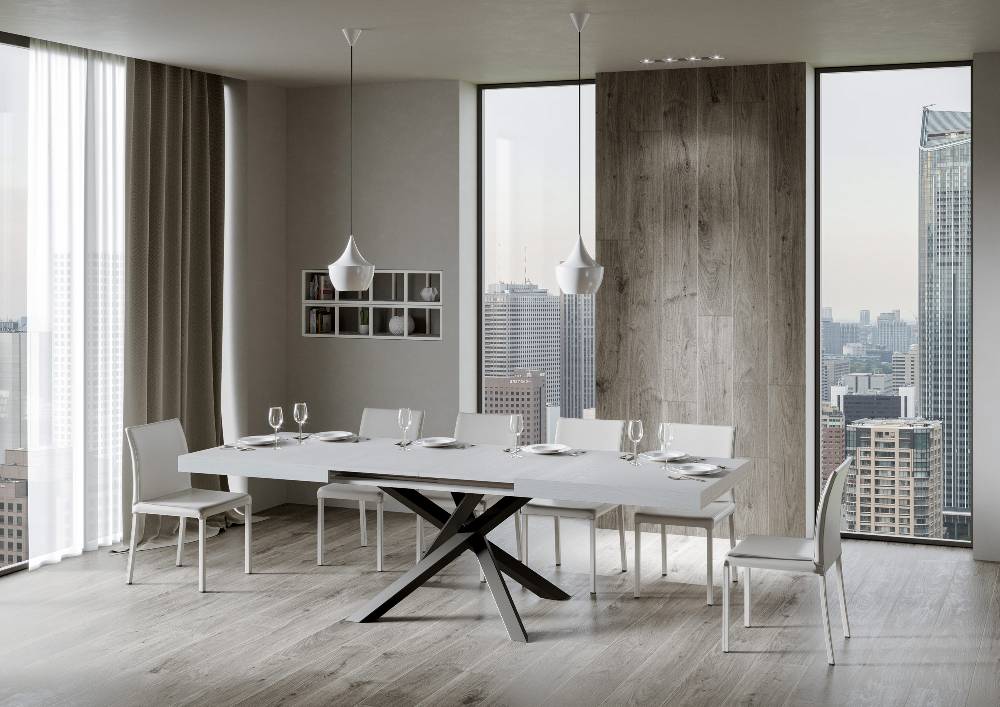 Itamoby Tavolo Volantis Allungabile piano Bianco Frassino 90×180 Allungato 284 telaio Antracite Only for today